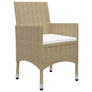vidaXL 5-piece Outdoor Dining Set Poly Rattan and Glass Beige