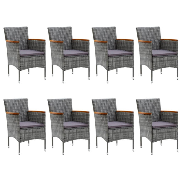 vidaXL 9-piece Garden Dining Set Poly Rattan and Acacia Wood Grey