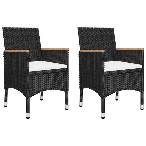 vidaXL 3-Piece Bistro Set Poly Rattan and Acacia Wood Black