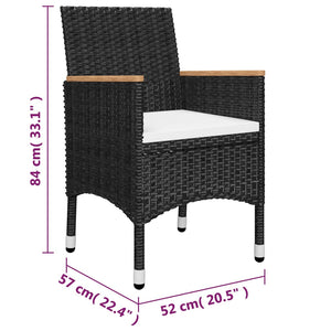 vidaXL 3-Piece Bistro Set Poly Rattan and Acacia Wood Black