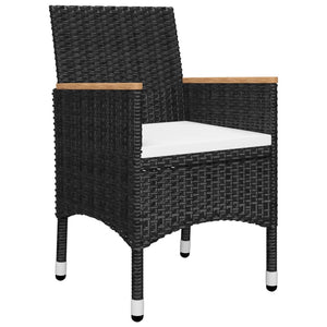 vidaXL 3-Piece Bistro Set Poly Rattan and Acacia Wood Black