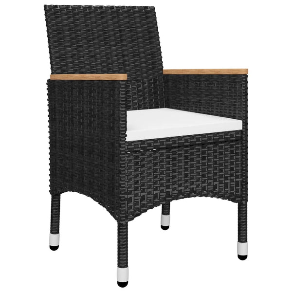 vidaXL 3-Piece Bistro Set Poly Rattan and Acacia Wood Black