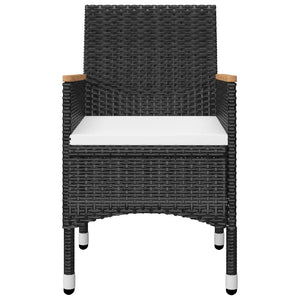 vidaXL 3-Piece Bistro Set Poly Rattan and Acacia Wood Black