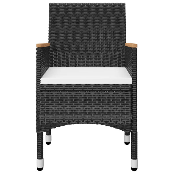 vidaXL 3-Piece Bistro Set Poly Rattan and Acacia Wood Black