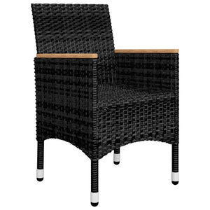 vidaXL 3-Piece Bistro Set Poly Rattan and Acacia Wood Black