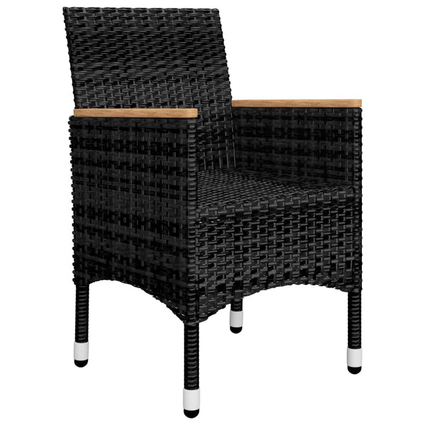 vidaXL 3-Piece Bistro Set Poly Rattan and Acacia Wood Black