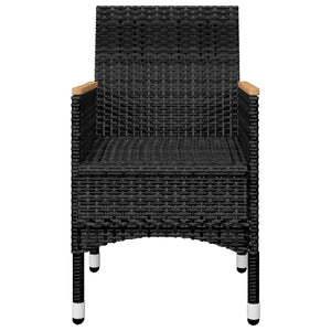 vidaXL 3-Piece Bistro Set Poly Rattan and Acacia Wood Black