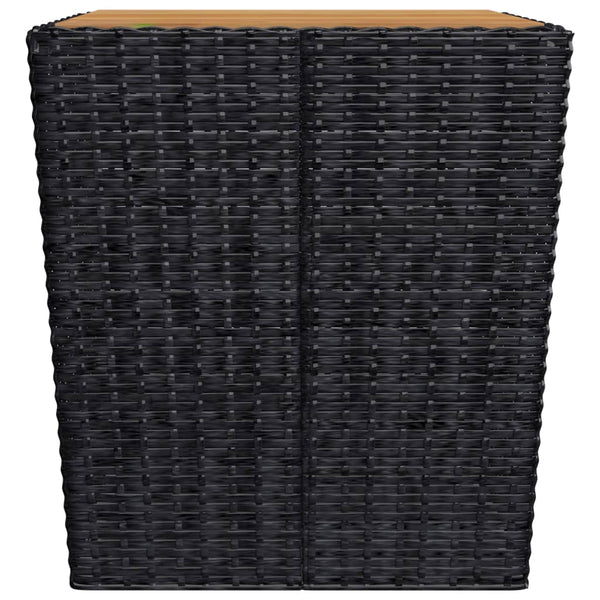 vidaXL 3-Piece Bistro Set Poly Rattan and Acacia Wood Black