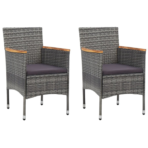 vidaXL 3-Piece Bistro Set Poly Rattan and Acacia Wood Grey