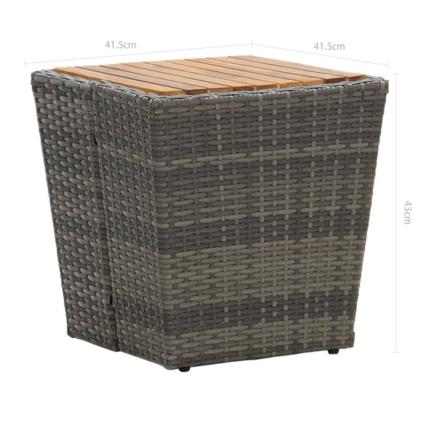 vidaXL 3-Piece Bistro Set Poly Rattan and Acacia Wood Grey