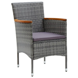 vidaXL 3-Piece Bistro Set Poly Rattan and Acacia Wood Grey