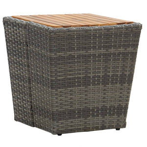vidaXL 3-Piece Bistro Set Poly Rattan and Acacia Wood Grey