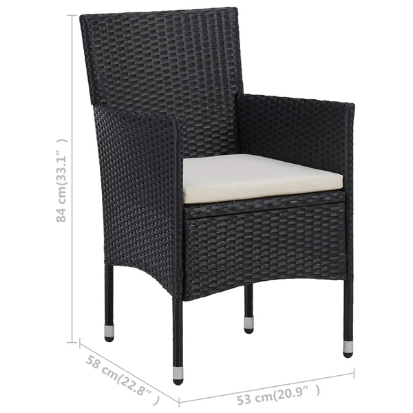 vidaXL 3-Piece Bistro Set Poly Rattan and Acacia Wood Black
