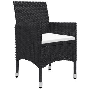 vidaXL 3-Piece Bistro Set Poly Rattan and Acacia Wood Black