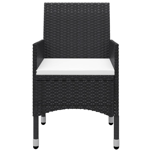 vidaXL 3-Piece Bistro Set Poly Rattan and Acacia Wood Black