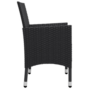 vidaXL 3-Piece Bistro Set Poly Rattan and Acacia Wood Black