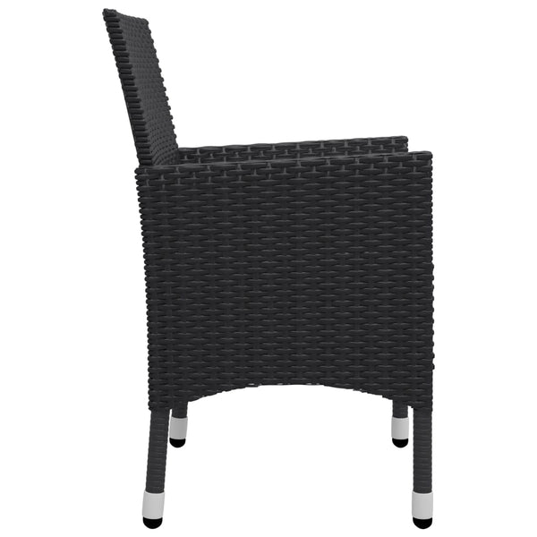 vidaXL 3-Piece Bistro Set Poly Rattan and Acacia Wood Black