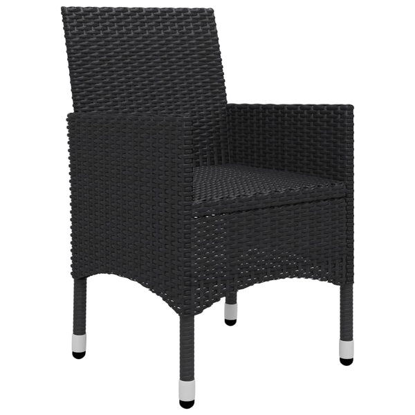 vidaXL 3-Piece Bistro Set Poly Rattan and Acacia Wood Black