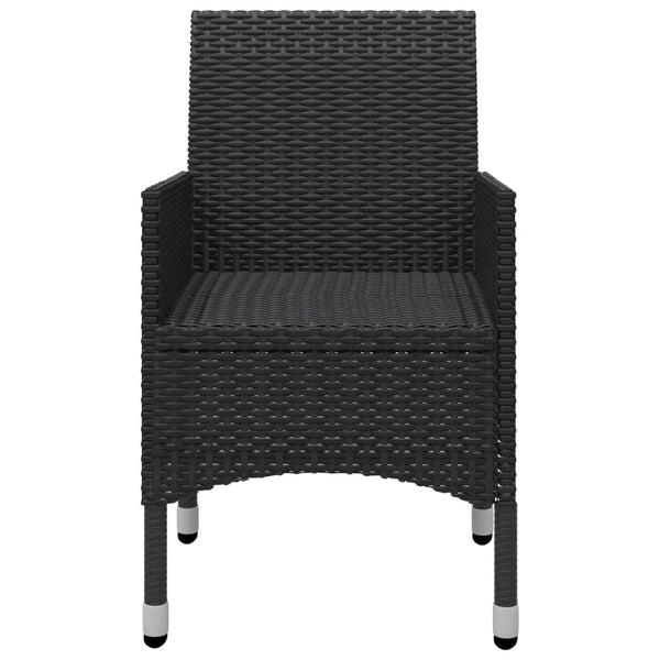 vidaXL 3-Piece Bistro Set Poly Rattan and Acacia Wood Black