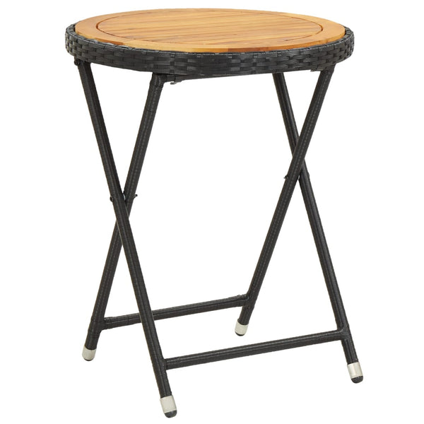 vidaXL 3-Piece Bistro Set Poly Rattan and Acacia Wood Black