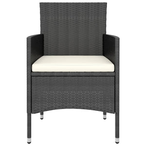vidaXL 3-Piece Garden Dining Set Poly Rattan & Solid Acacia Wood Black
