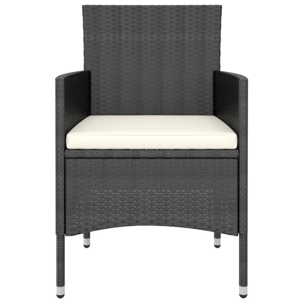vidaXL 3-Piece Garden Dining Set Poly Rattan & Solid Acacia Wood Black
