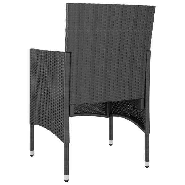 vidaXL 3-Piece Garden Dining Set Poly Rattan & Solid Acacia Wood Black