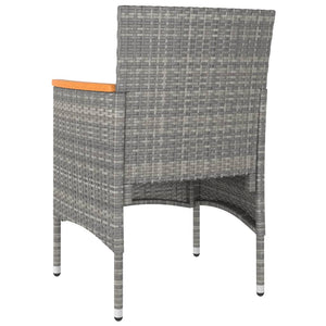 vidaXL 3-Piece Garden Dining Set Poly Rattan and Tempered Glass Grey