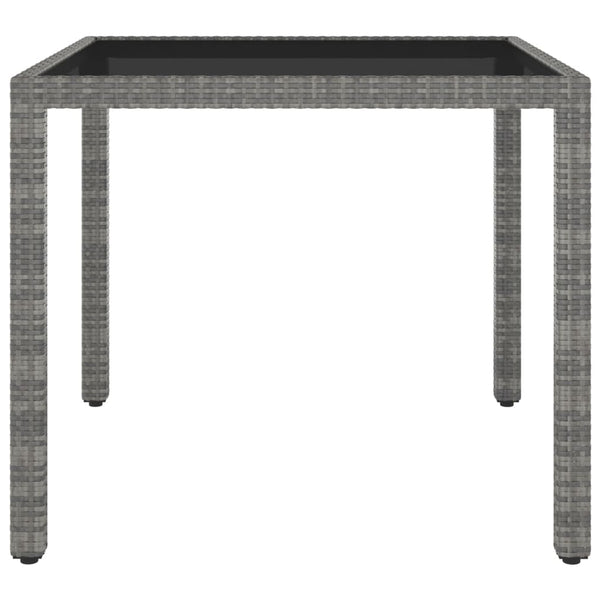 vidaXL 3-Piece Garden Dining Set Poly Rattan and Tempered Glass Grey