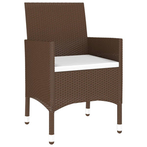 vidaXL 7-Piece Garden Dining Set Poly Rattan and Tempered Glass Brown