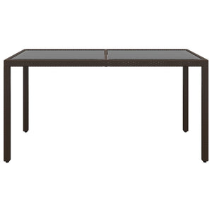 vidaXL 7-Piece Garden Dining Set Poly Rattan and Tempered Glass Brown