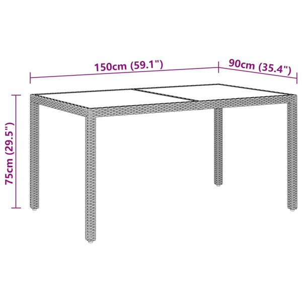 vidaXL 7-Piece Garden Dining Set Poly Rattan and Tempered Glass Brown