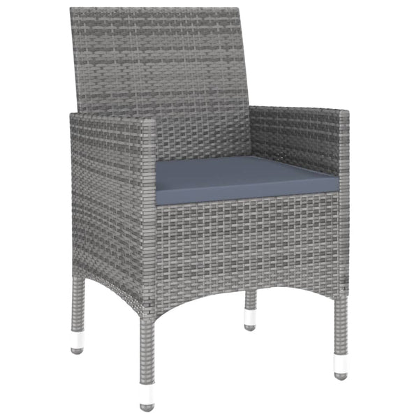 vidaXL 3-Piece Garden Dining Set Poly Rattan Grey