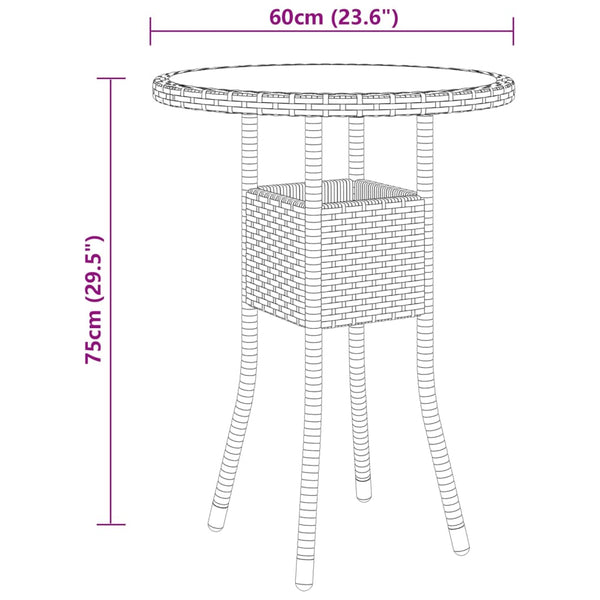 vidaXL 3-Piece Garden Dining Set Poly Rattan Grey