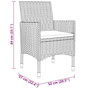 vidaXL 3-Piece Garden Dining Set Poly Rattan Grey