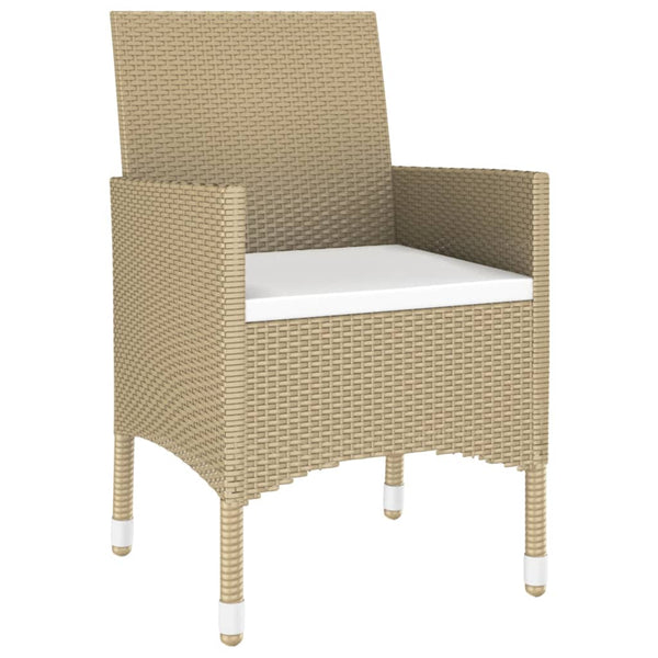 vidaXL 3-Piece Garden Dining Set Poly Rattan Beige