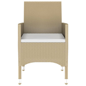 vidaXL 3-Piece Garden Dining Set Poly Rattan Beige
