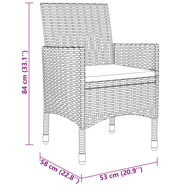 vidaXL 3-Piece Garden Dining Set Poly Rattan Beige