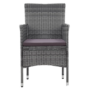 vidaXL 3-Piece Garden Dining Set Poly Rattan Grey