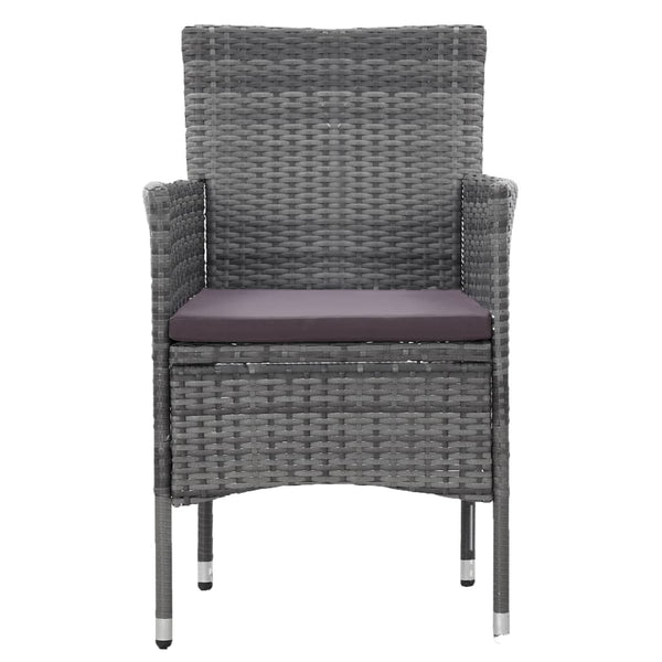 vidaXL 3-Piece Garden Dining Set Poly Rattan Grey