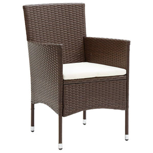 vidaXL 3-Piece Garden Dining Set Poly Rattan Brown