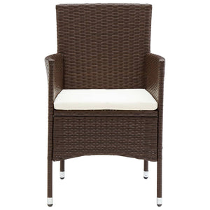 vidaXL 3-Piece Garden Dining Set Poly Rattan Brown
