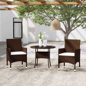 vidaXL 3-Piece Garden Dining Set Poly Rattan Brown
