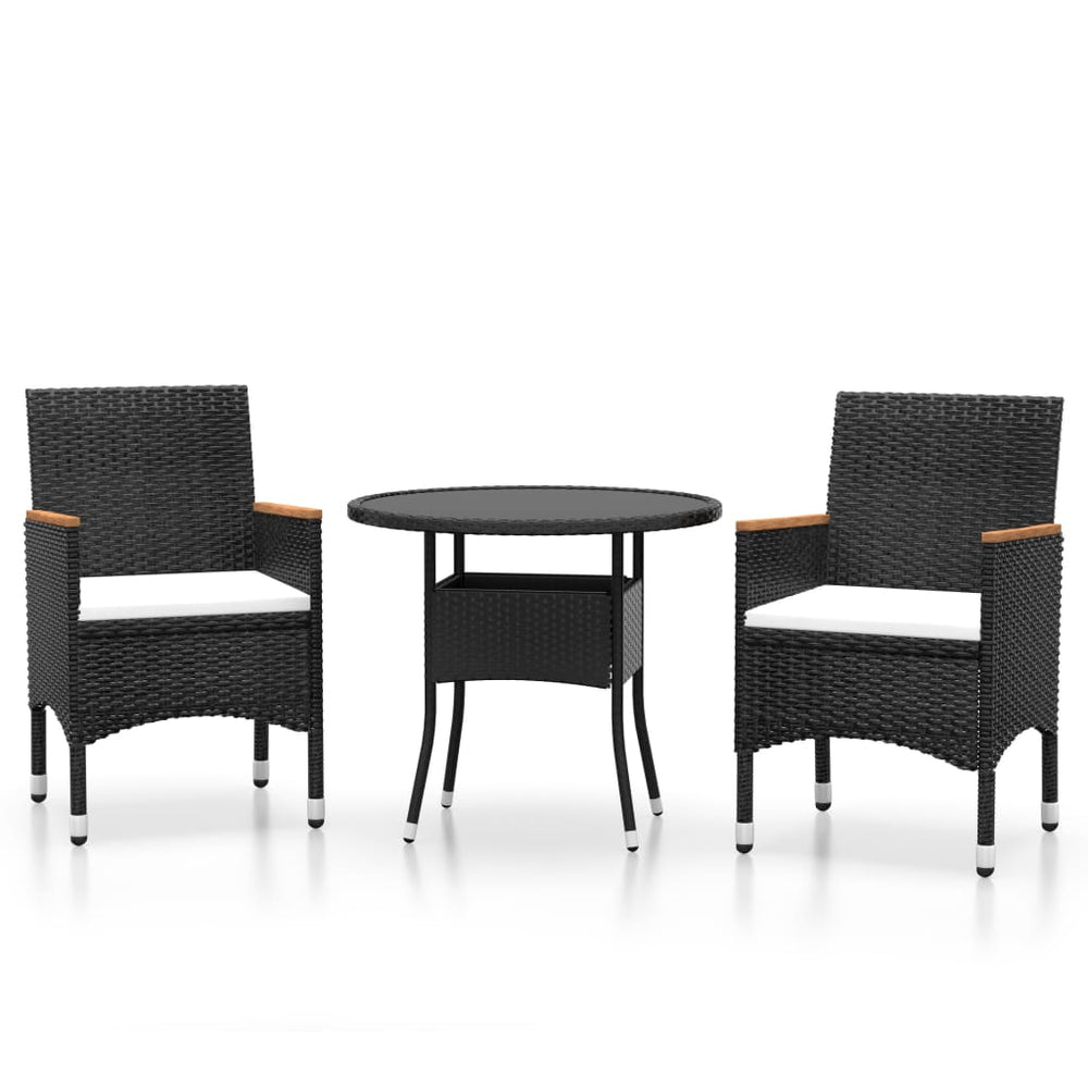vidaXL 3-Piece Garden Dining Set Poly Rattan Black