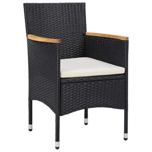 vidaXL 3-Piece Garden Dining Set Poly Rattan Black