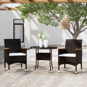 vidaXL 3-Piece Garden Dining Set Poly Rattan Black