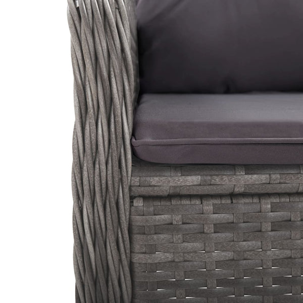 vidaXL 3-Piece Garden Dining Set Poly Rattan and Glass Grey