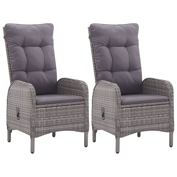 vidaXL 3-Piece Garden Dining Set Poly Rattan and Acacia Wood Grey