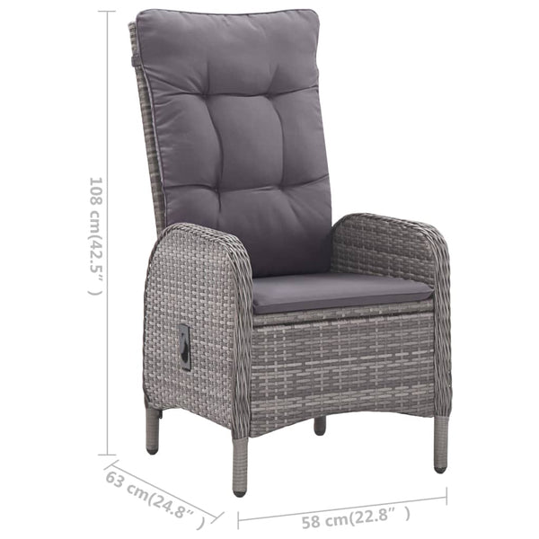 vidaXL 3-Piece Garden Dining Set Poly Rattan and Acacia Wood Grey