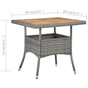 vidaXL 3-Piece Garden Dining Set Poly Rattan and Acacia Wood Grey